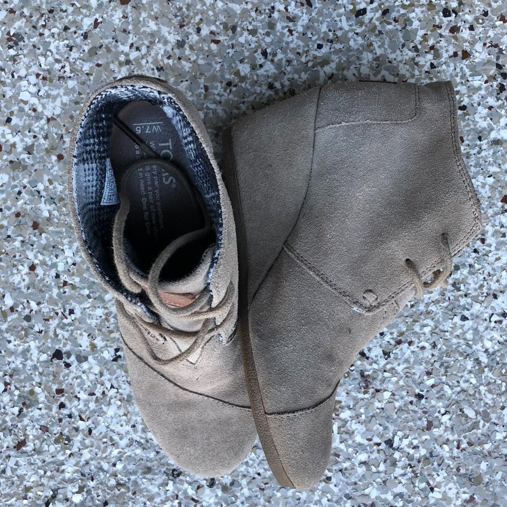 Toms Suede Wedge Bootie Beige